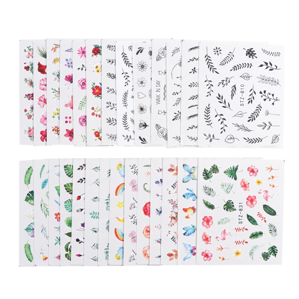 [Hàng mới về] Set 29 sticker họa tiết xinh xắn kiểu bóng nước trang trí móng nghệ thuật