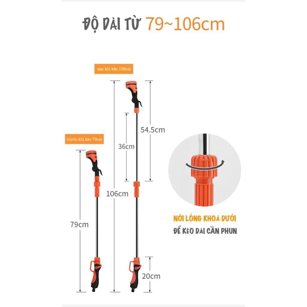 Bộ vòi phun tưới đa năng 8 kiểu phun Lionking GSKN244 chiều dài từ 5 mét đến 25 mét