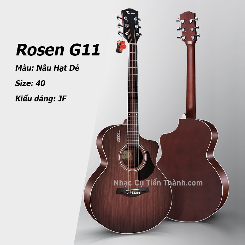 Đàn Guitar Acoustic Rosen G11 Nâu Hạt Dẻ  Gỗ Thịt 100% CHÍNH HÃNG.