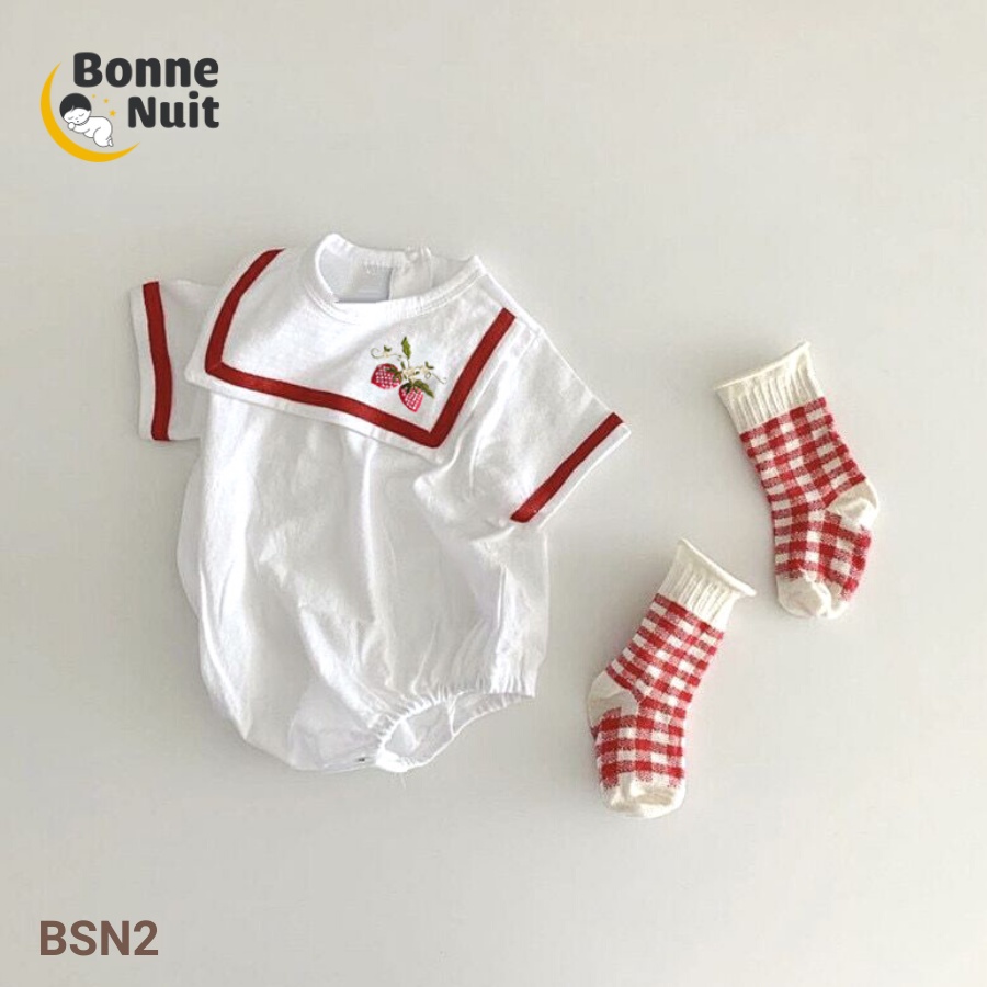Set Bodysuit tay ngắn kèm tất caro 2 màu Hàn Quốc cho bé