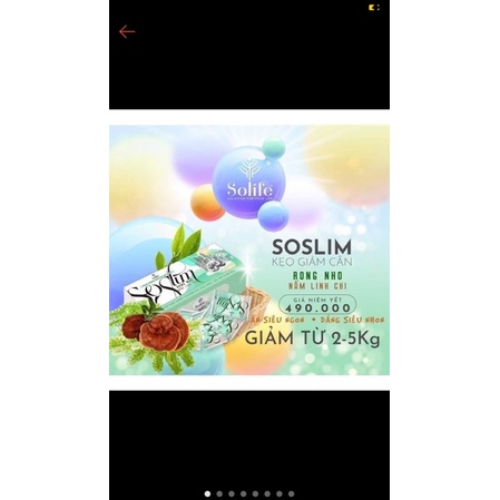 Combor 5 hộp kẹo giảm cân nấm linh chi rong nho soslim