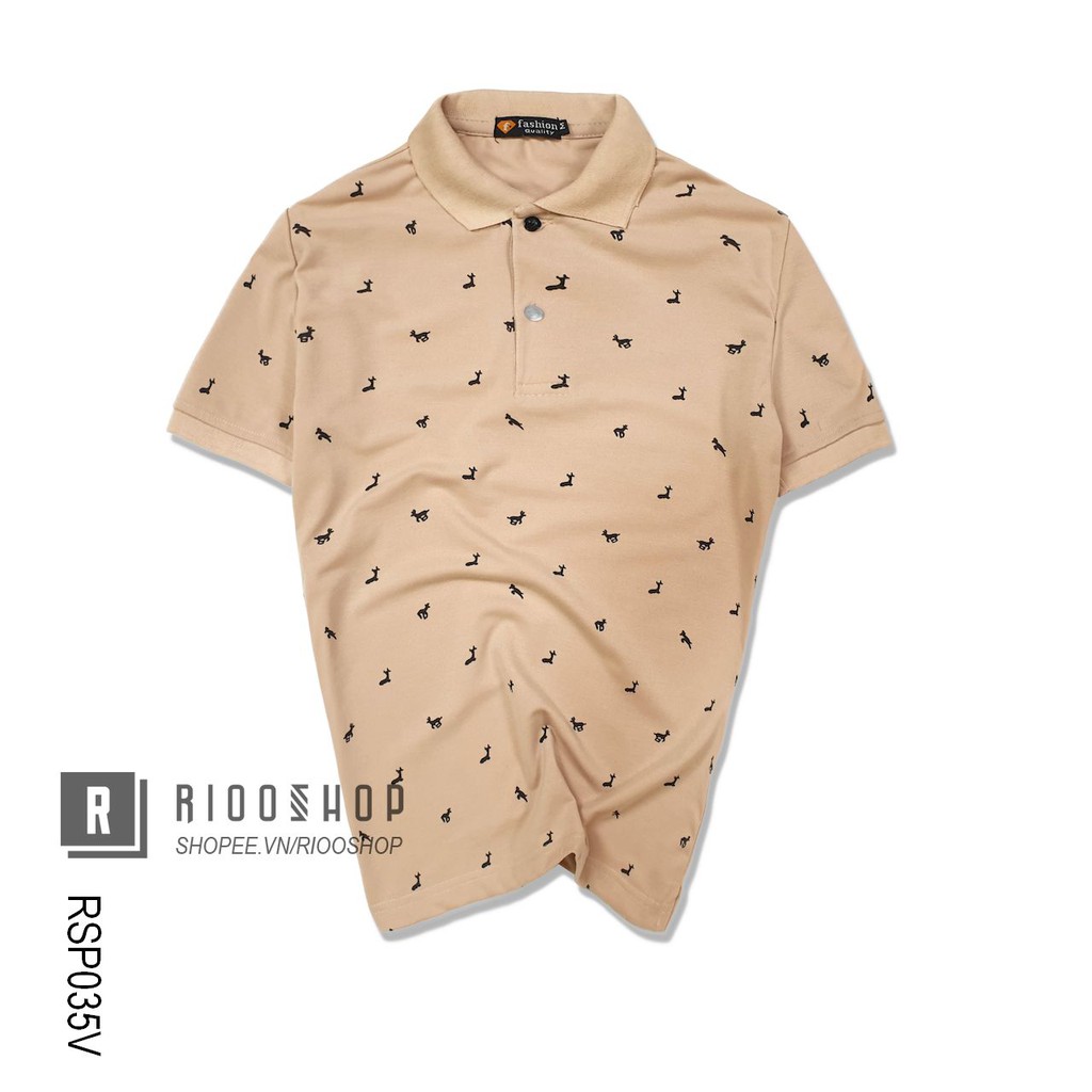 Áo thun nam có cổ họa tiết deer cao cấp RSP035V - áo polo nam form rộng Riooshop | BigBuy360 - bigbuy360.vn