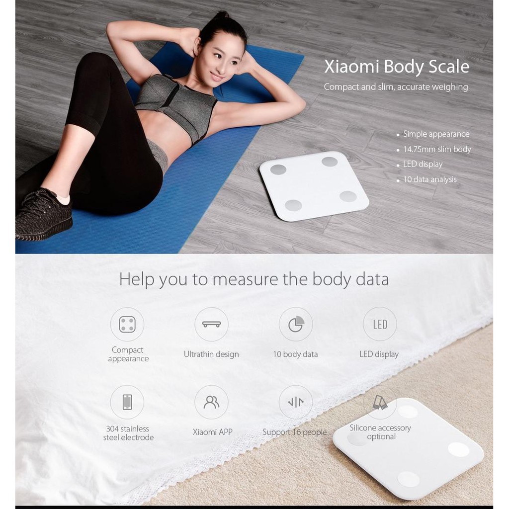 Cân điện tử thông minh XIAOMI Mi Body Fat Weight Tester 2 và Digital Weight Scale 2 phiên bản quốc tế