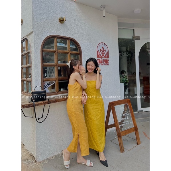 MIE MIN (HOT DEAL) Váy 2s Linen Chất Linen tưng - Vàng ( Hình ảnh tự chụp của shop)