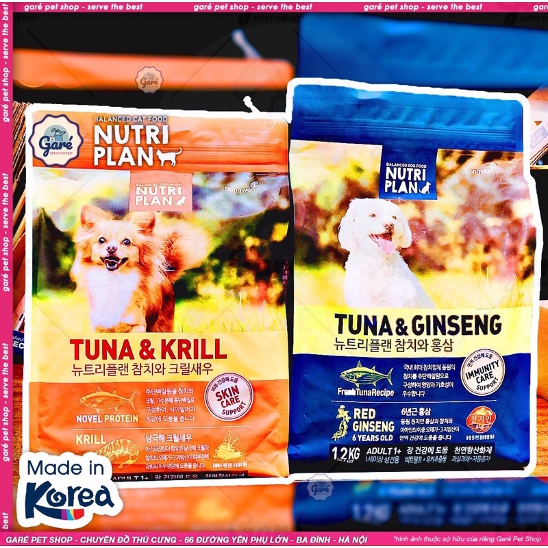1.2kg - Hạt Nutri Plan cho Chó trưởng thành mọi giống Cá ngừ &amp; Hồng sâm hỗ trợ đẹp da lông &amp; tăng cường miễn dịch