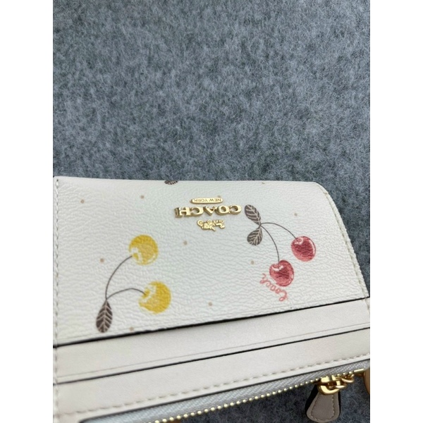 TNS - Móc khoá kèm ví thẻ cardholder Coashi keychain-da thật cao cấp-hoạ tiết cherry xinh xắn-full box quà tặng
