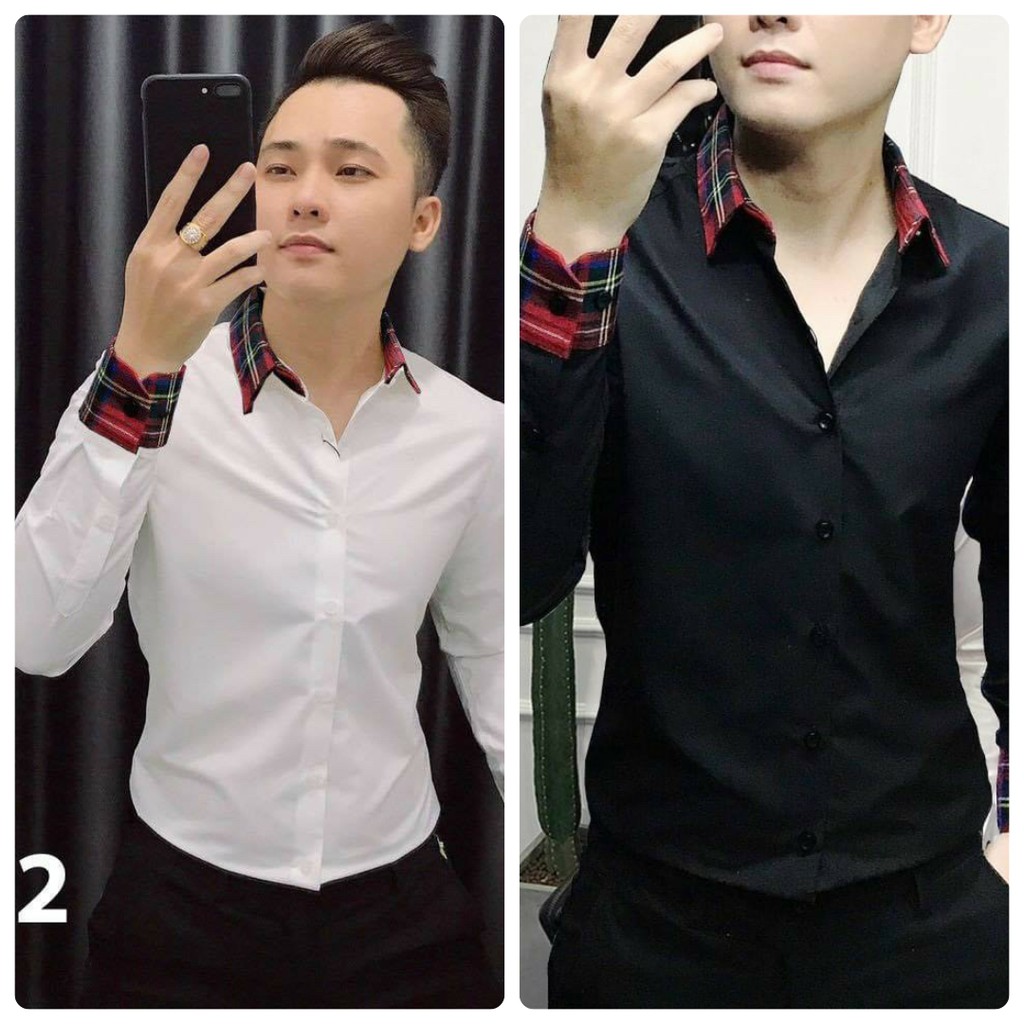 TN Store - Áo sơ mi Nam dài tay cao cấp kate lụa, phối viền caro ấn tượng, hàng chuẩn Shop - New Hot | BigBuy360 - bigbuy360.vn