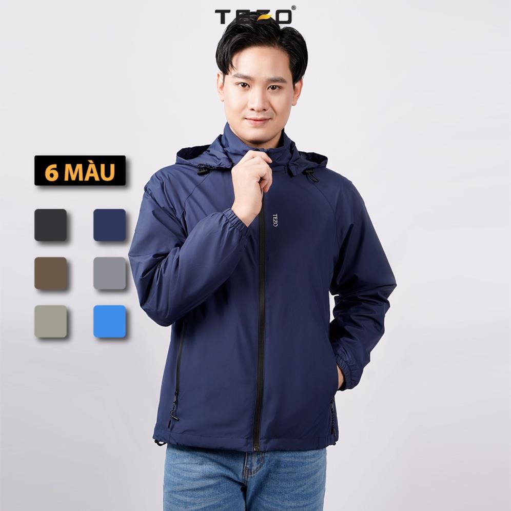 12.12 Áo gió nam 2 lớp TEZO, áo khoác nam dáng thể thao 6 màu tháo rời được mũ chống nước nhẹ mã 2109AG2T01