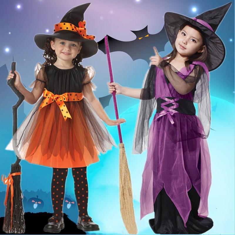 Đầm Hóa Trang Phù Thủy Kèm Mũ Dễ Thương Cho Bé Gái