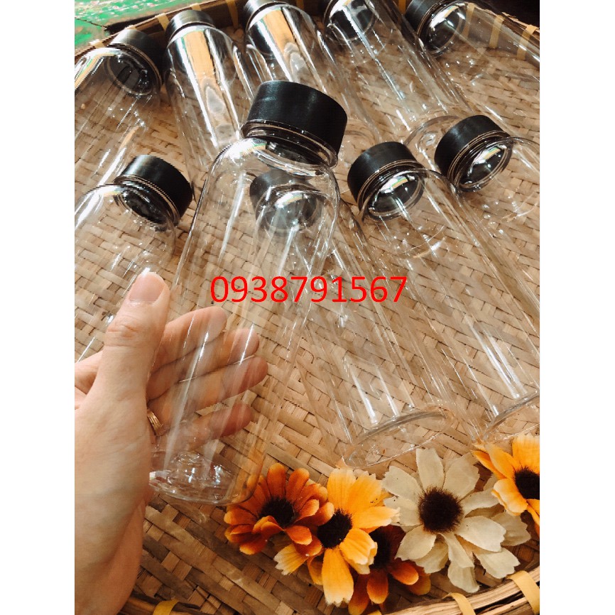 Chai nhựa tròn nắp đen 330ml