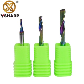 Vsharp 4 5 6mm DLC Lớp phủ đầy màu sắc Một sáo Nhôm phay cắt 1F CNC Xoắn ốc End Mill Tấm nhôm khắc cắt