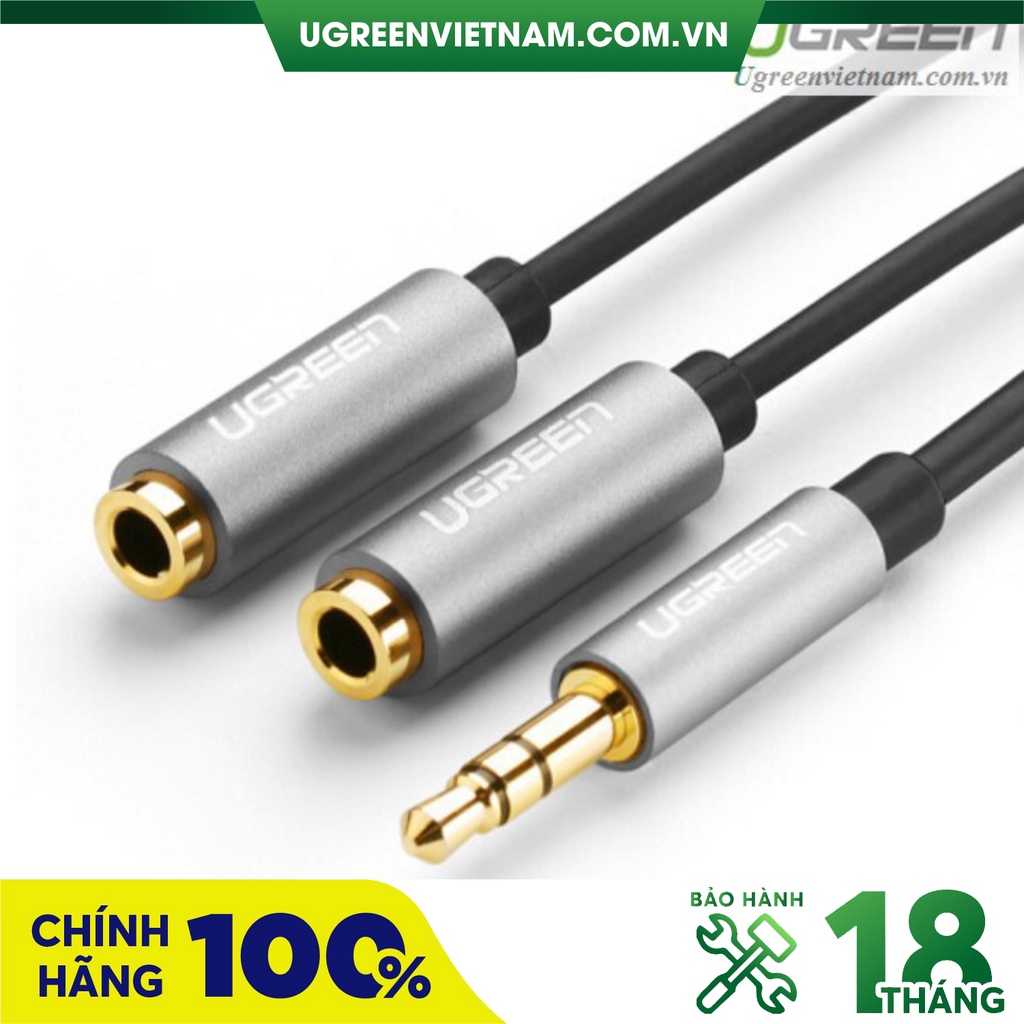 Cáp chia 2 cổng Audio 3,5mm dài 20cm ( 1 dương sang 2 âm ) chính hãng Ugreen 10532 cao cấp