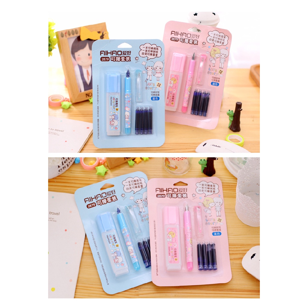 Bộ bút máy kèm giấy ghi chú sáng tạo dành cho học sinh