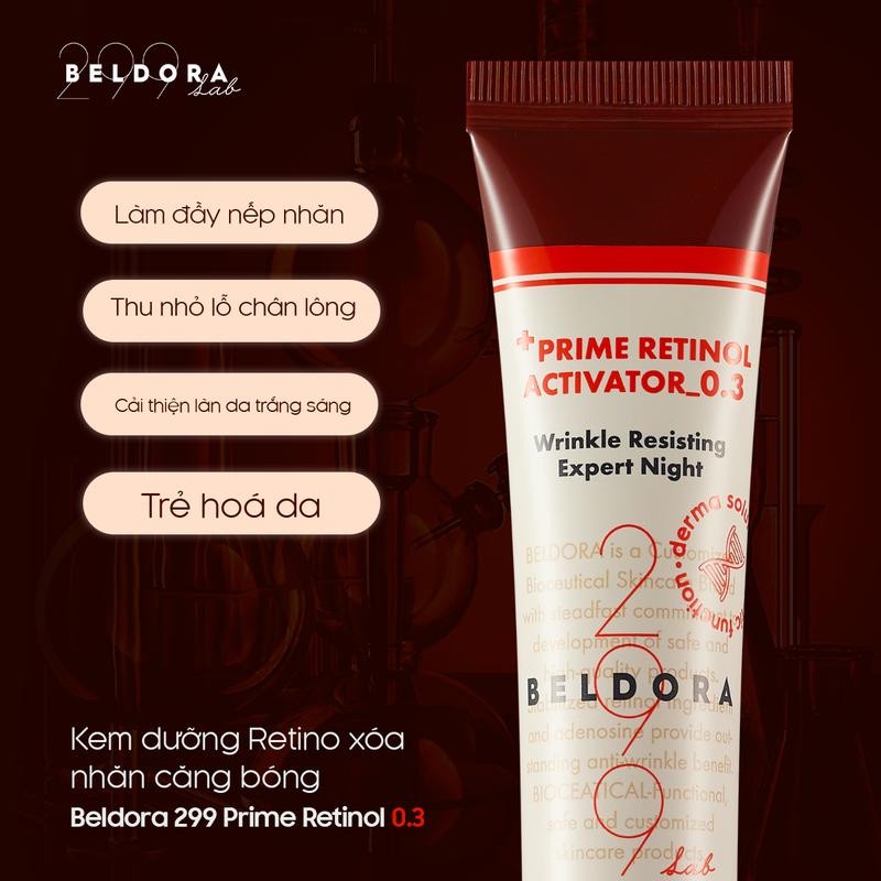 Kem Dưỡng Retinol Trẻ Hóa, Ngăn Ngừa Nếp, Căng Bóng Da Beldora 299 Prime Retinol Activator 35ml