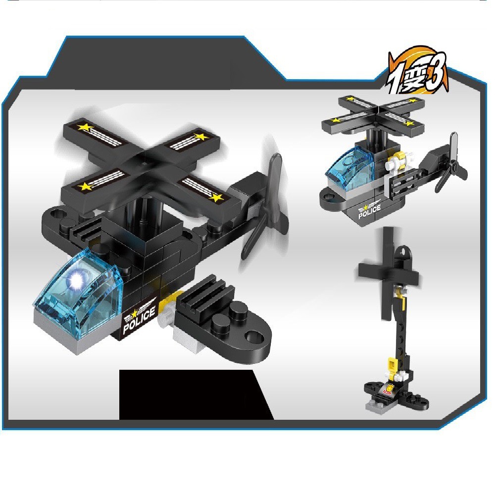[242 CHI TIẾT] Bộ Lego lắp ráp xếp hình xe cảnh sát đặc nhiệm SWAT đen, giúp bé phát triển tư duy