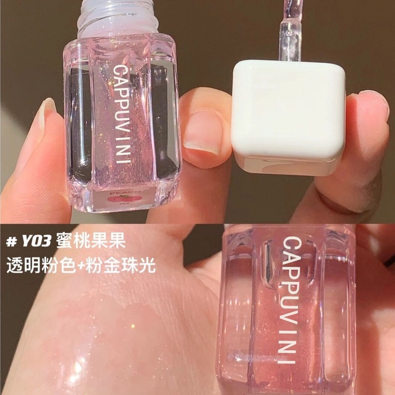 Set 3 son bóng CAPPUVINI màu nude lấp lánh 3D dưỡng ẩm