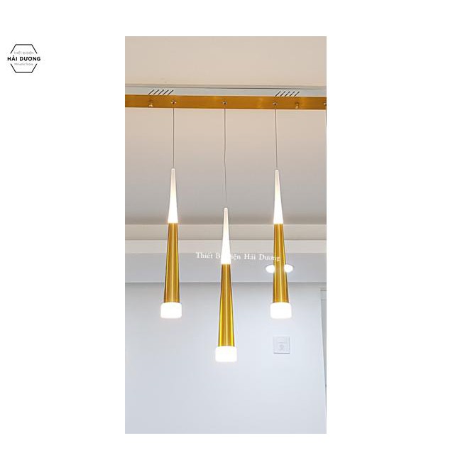 Bộ 3 Đèn Thả Trần Sao Băng Thân Vàng Ánh Sáng Vàng CD205 – đã kèm bóng led - Tặng kèm đế chung dài - Chỉ gồm 3 ống