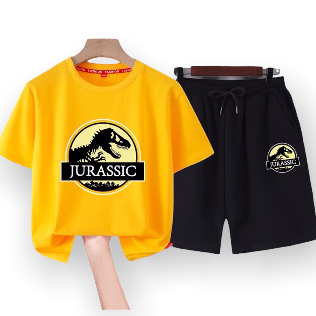Bộ đồ bé trai Con Xinh cotton hình in Khủng long JURASIC,thời trang dành cho trẻ em từ 4 đến 10 tuổi
