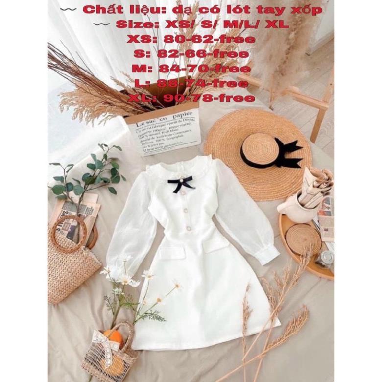 [ 𝐅𝐑𝐄𝐄 𝐒𝐇𝐈𝐏 ]   VÁY TAY BỒNG TANG NƠ CỔ