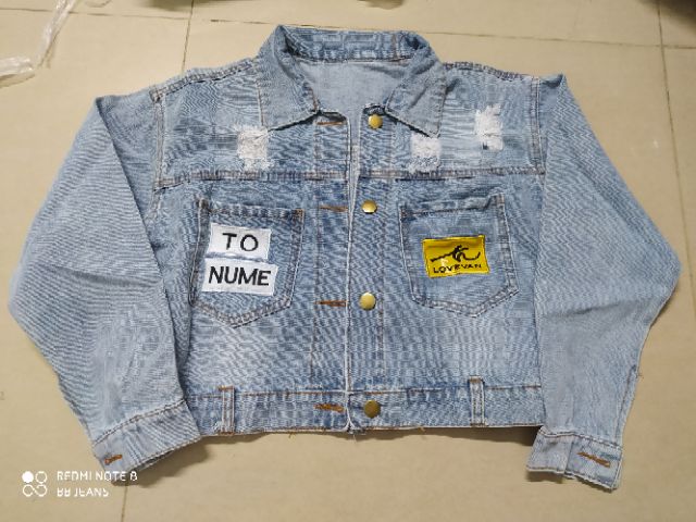 Áo khoác jean nữ xanh nhạt form lững Lovenan-Tonume dưói 58Kg loại 2