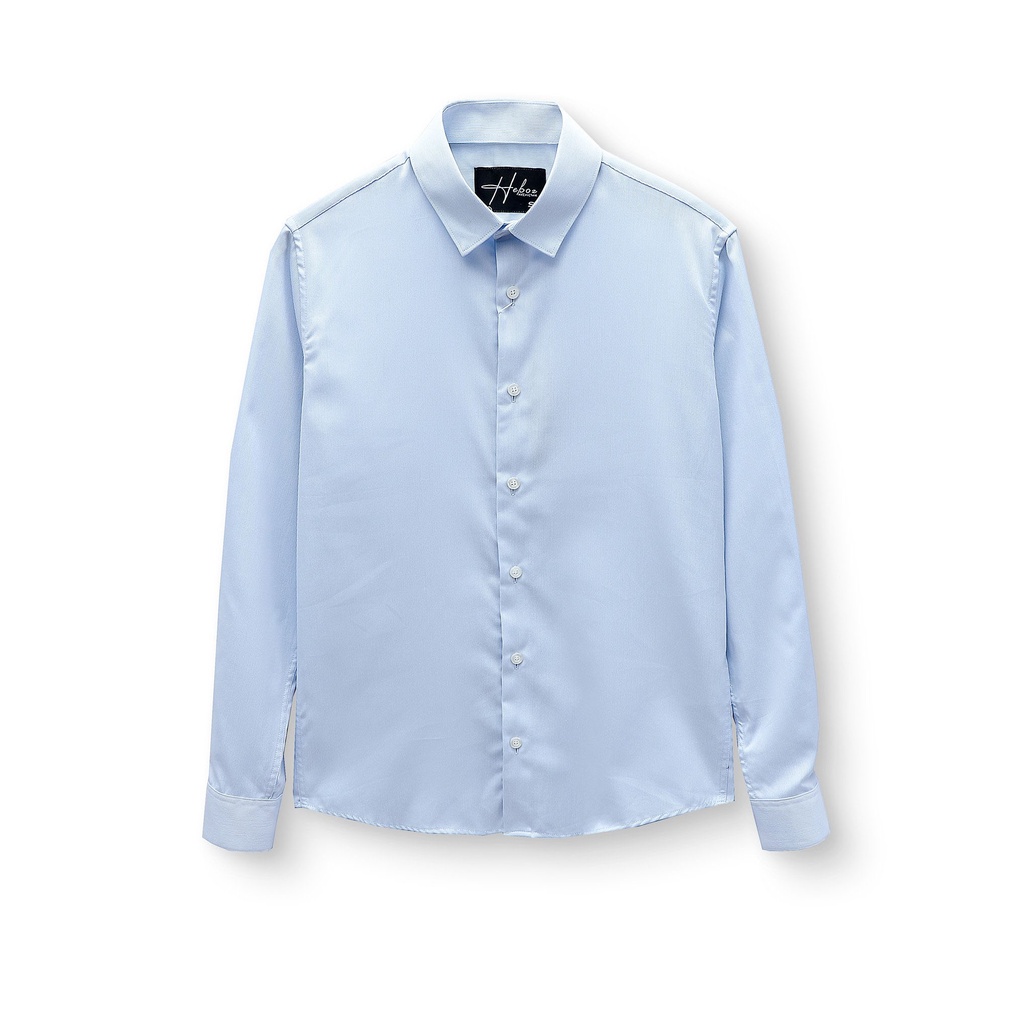 Áo sơ mi nam HEBOZ chất vải cotton màu xanh blue nhạt trơn cao cấp 03 - 00001075