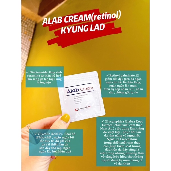 Kem dưỡng thế hệ mới Retinol Alab Cream Kyung Lab 30ml, phục hồi dưỡng trắng da ngừa mụn