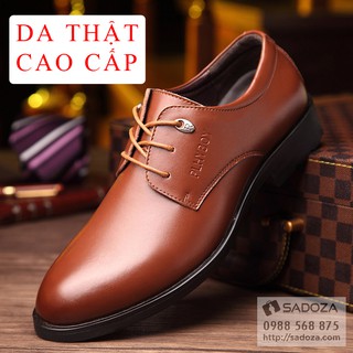 Giày công sở nam cao cấp da thật nâu bóng sang trọng thời thượng i U