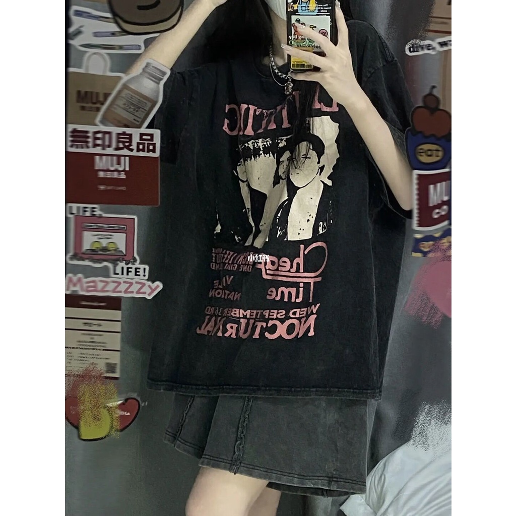 Áo Thun Tay Ngắn Dáng Rộng In Họa Tiết Phong Cách Hip Hop Mỹ Thời Trang Mùa Hè Cho Nữ