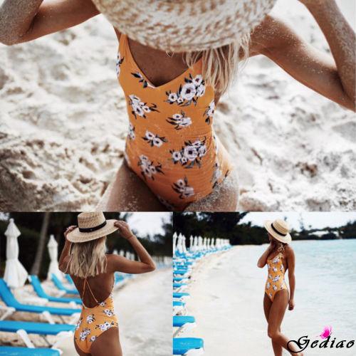 Bộ bikini liền thân cổ chữ V họa tiết hoa quyến rũ cho nữ | BigBuy360 - bigbuy360.vn