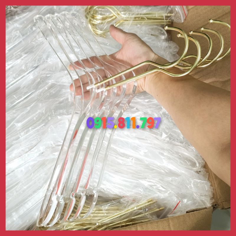 Moc treo quan ao - móc mika trong suốt treo quần áo sang chảnh,kích thước 38cm,dày 1cm,thích hợp cho mọi không gian shop