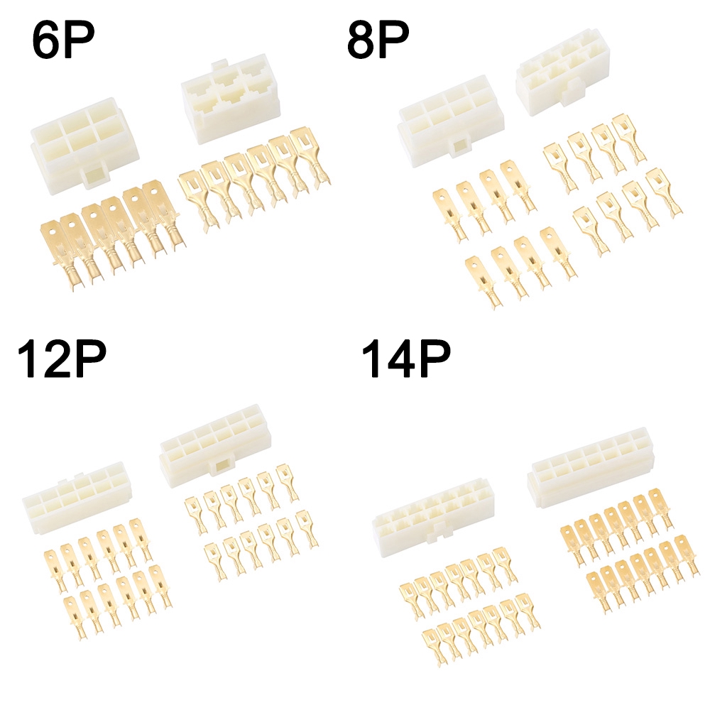 1 bộ phụ kiện đầu nối cáp 1/2/3/4/6/8/12/14 chân đực và cái cho xe hơi/xe máy