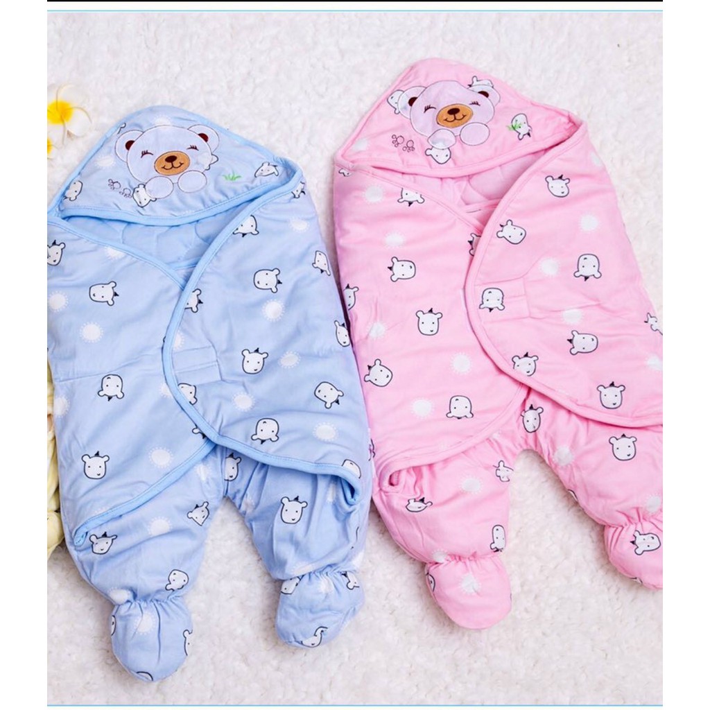 Chăn ủ mùa đông có chân bé sơ sinh thu đông dày dặn, ấm áp