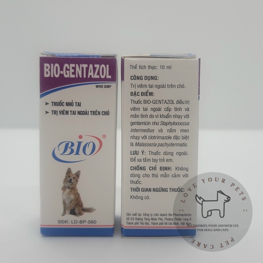 Dung dịch nhỏ tai, làm hết viêm tai ngoài dành cho chó BIO-GENTAZOL - chai 10ml