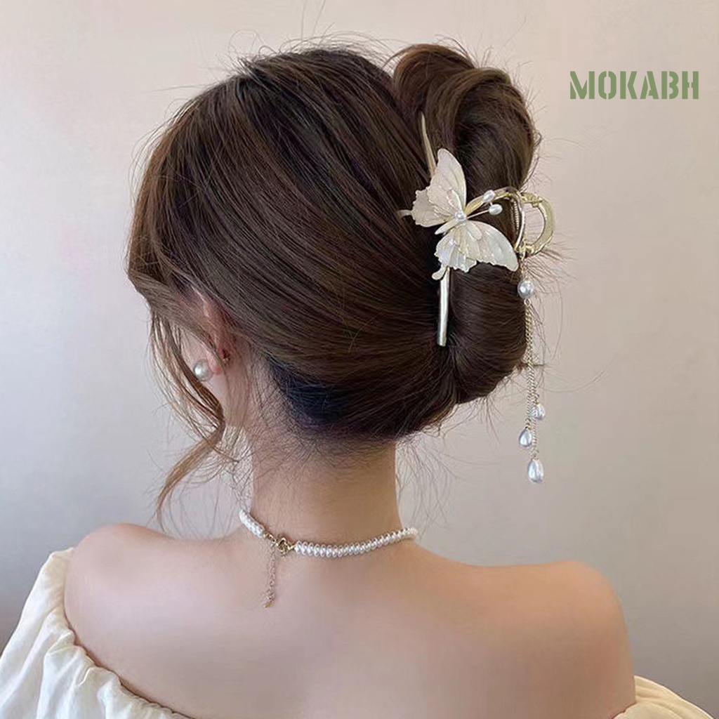 < Kẹp Tóc Dạng Móng Vuốt Tua Rua Dài Trang Trí Hình Bướm Tinh Tế Chống Trượt Chất Lượng Cao Cho Nữ >