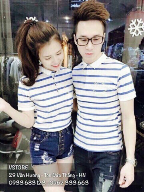 Áo đôi tình nhân nam nữ sọc ngang