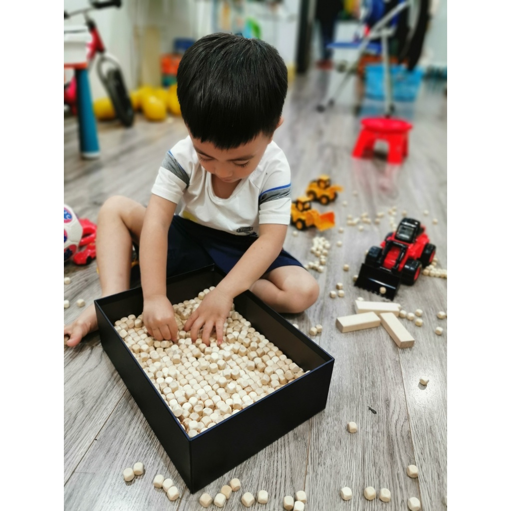 Shop Bố Ken Hạt gỗ đa chức năng - Xúc/ Đếm số/ Xếp hình [Hàng Cao Cấp - Sản xuất tại Việt Nam]