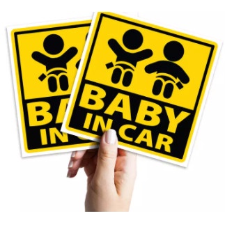 Combo 2 logo Sticker 10cm x 10cm Baby In Car cho xe ô tô