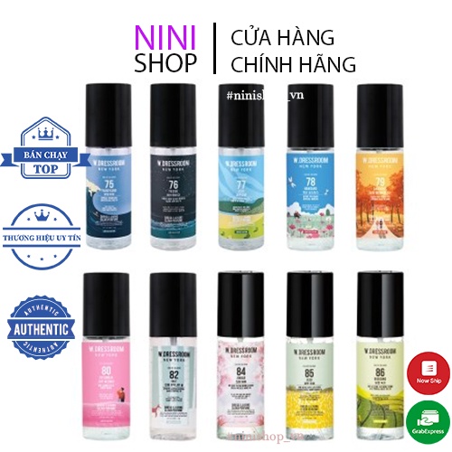 Nước hoa xịt thơm quần áo W.Dressroom mùi 97,49 mùa đông lạnh, hoa anh đào - NiNiShop
