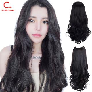 Phần tóc giả làm dày tóc dài xoăn to màu đen