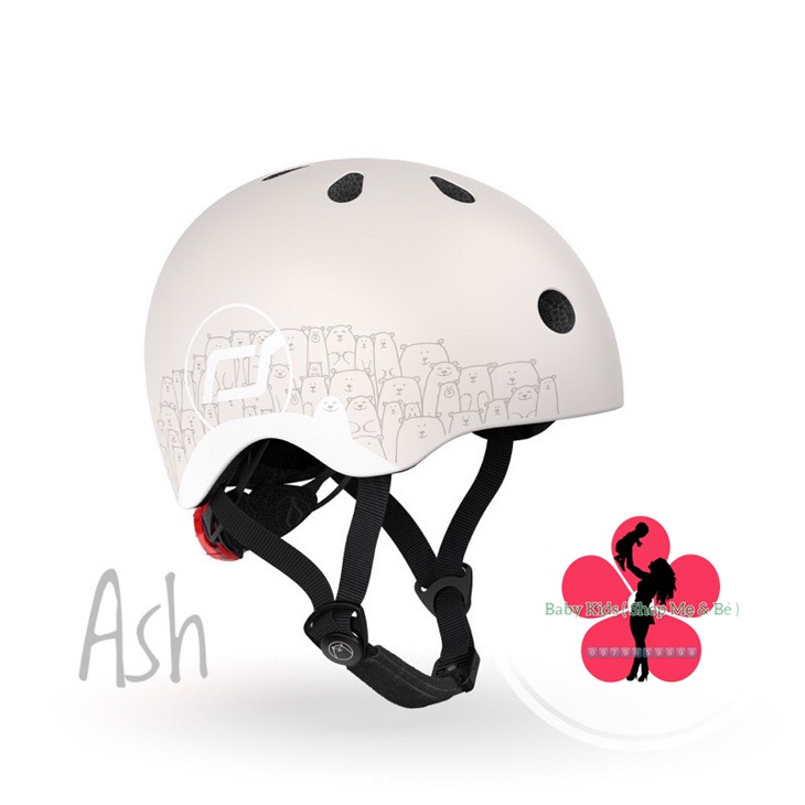 SCOOT AND RIDE - Bộ xe chòi chân, xe scooter và mũ đội đầu phản quang cho bé 1-5 tuổi, màu ASH