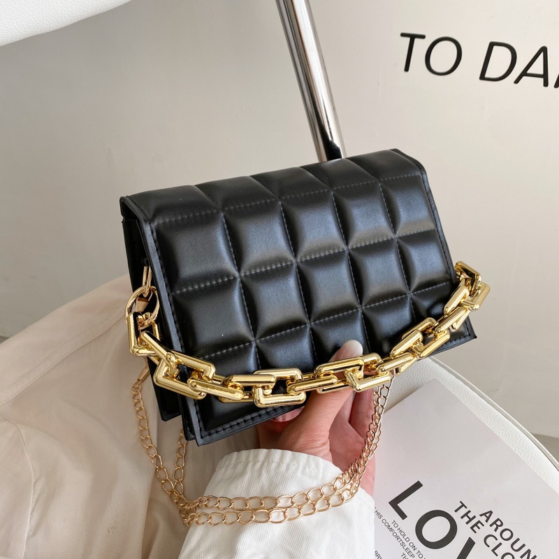 Túi Đeo JASMIN NOIR Chéo Da Pu Họa Tiết Kẻ Sọc Phối Dây Xích Thời Trang Cho Nữ