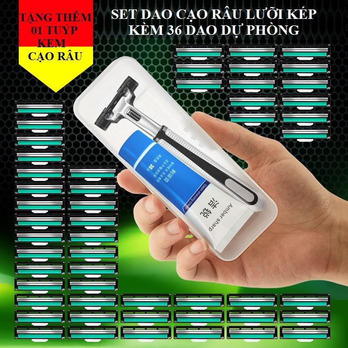 Dụng cụ cạo râu Kèm 36 lưỡi Tặng 1 Lọ kem