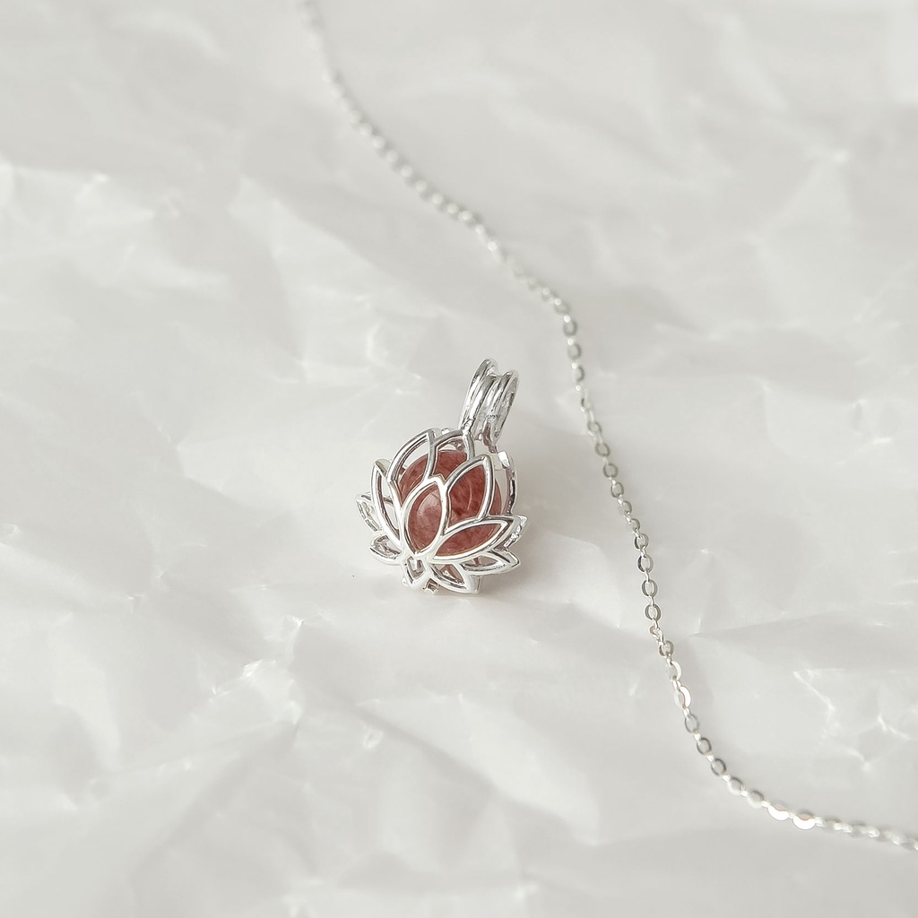 Dây Chuyền Nữ Bạc 925 Cao Cấp SHIMMER SILVER LOTUS Dạng Lồng Có Thể Thay Đổi Đá
