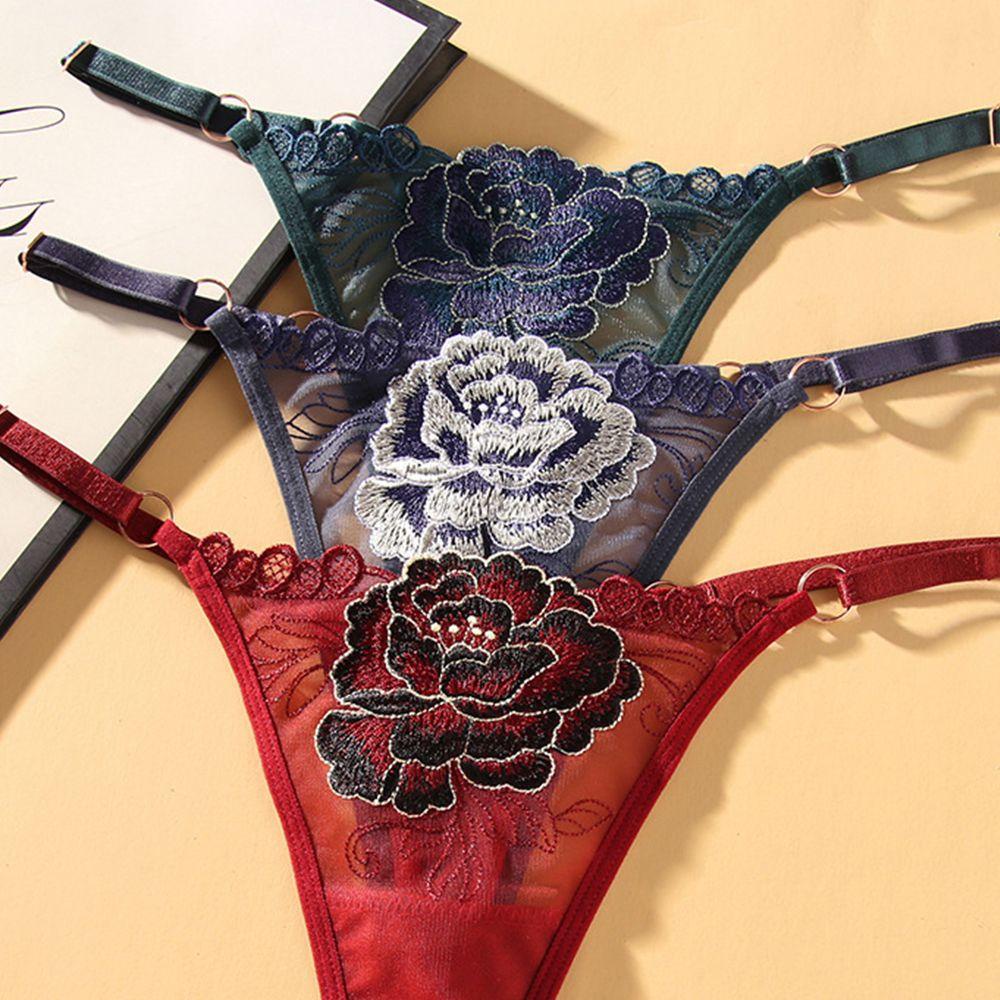 Quần Lót Eo Vừa Thêu Hoa Quyến Rũ Thời Trang WMES15H Cho Nữ