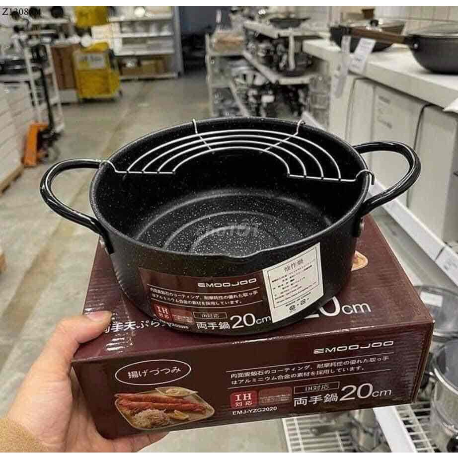 Nồi chiên chống dính Nhật có khay ráo mỡ vân đá siêu bền size 20 cm