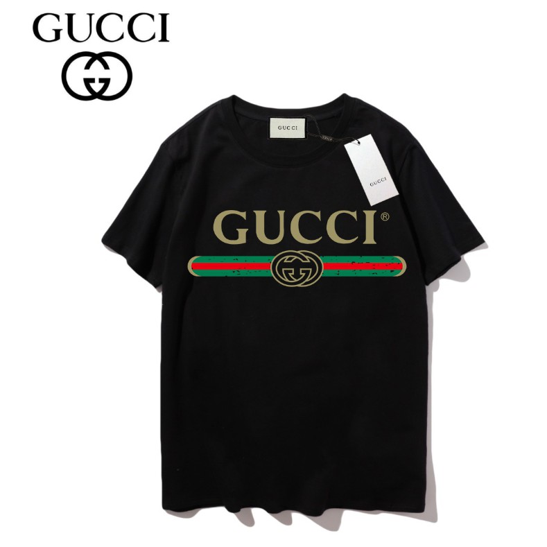Áo thun cotton tay ngắn in họa tiết chữ Gucci thời trang dành cho nam và nữ