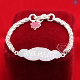 Lắc tay bạc cho bé trai, bé gái, khắc tên, khắc số điện thoại LTT0005 - Trang Sức TNJ
