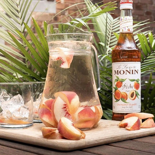 Siro Monin đào trắng (white peach) chai 700ml. Hàng Công ty có sẵn giao ngay