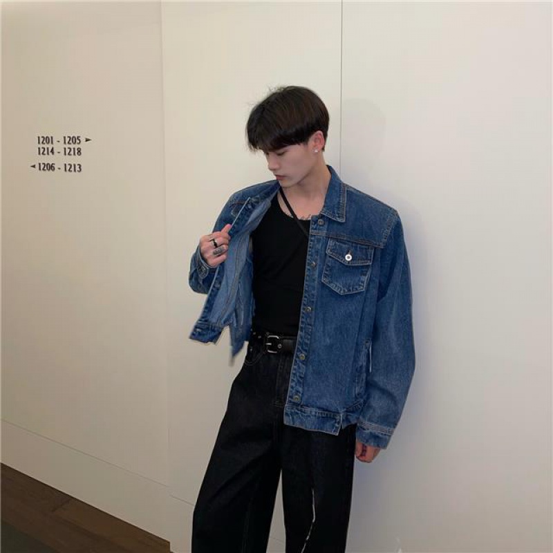 Áo Khoác Denim Dáng Ngắn Phong Cách Hàn Quốc Thời Trang Cao Cấp Cho Nam