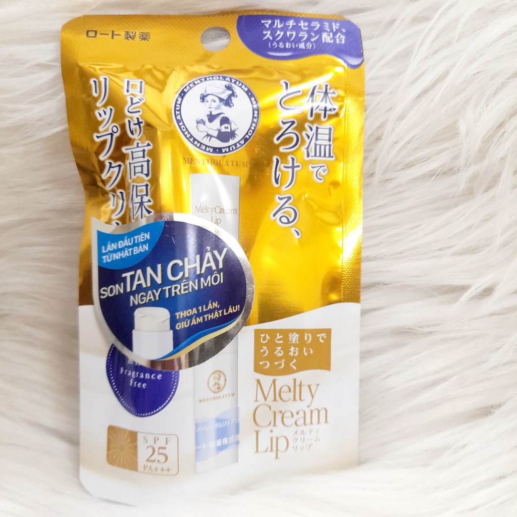 (Thanh lý HSD 10/2022) Son tan chảy dưỡng môi chống nắng Mentholatum Melty Cream Lip 2.4g